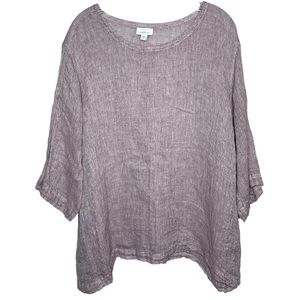 J Jill Pure Jill Airy Weave Linen Boxy Top Lagenlook Mauve Sz 2X